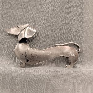 Otto Robert Bade ORB Sterling Silver Signed Dachshund Weiner Dog Pin Brooch